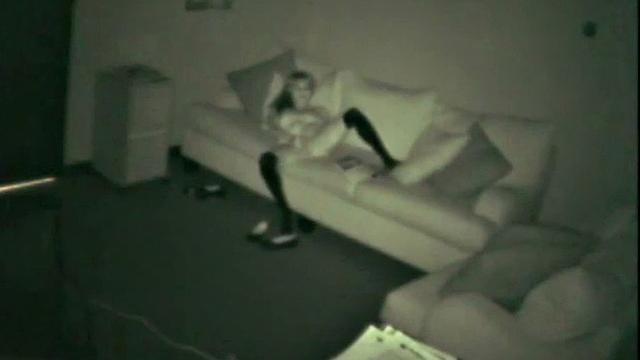 Watch this kinky teen get caught rubbing one out in the office