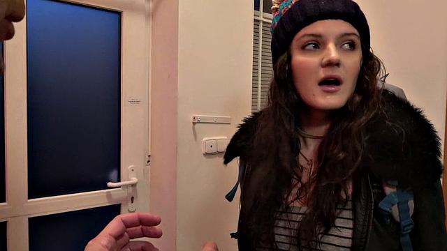 Watch this horny brunette get her trimmed pussy fingered in various positions by her host in wild outdoor doggystyle session