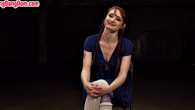 Ruthless gangbang for auburn babe