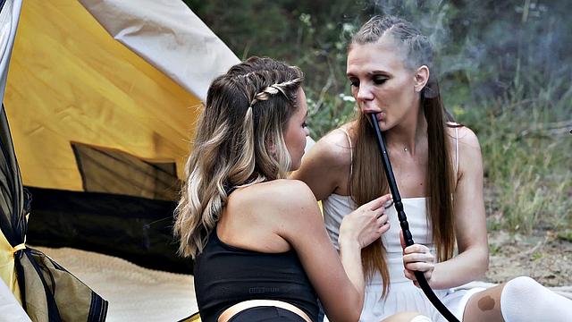 Smoking Hookah Outdoors