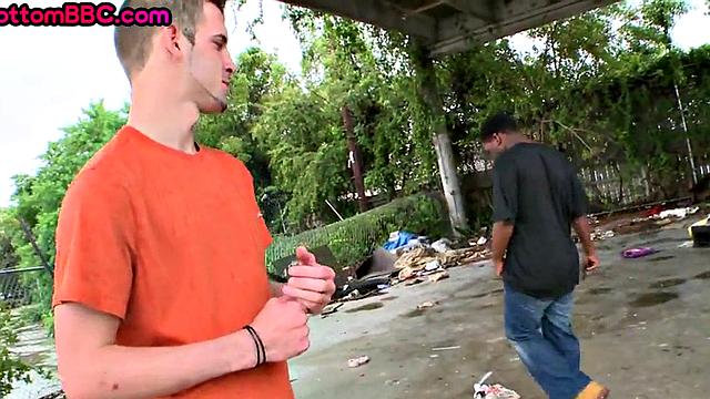 Real Ebony picked up and fucked outdoor by white