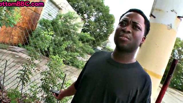 Real Ebony picked up and fucked outdoor by white