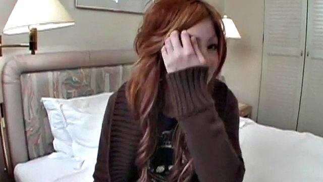 Busty redhead Asian fucks and sucks on cock