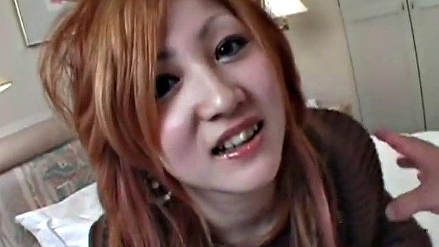 Busty redhead Asian fucks and sucks on cock