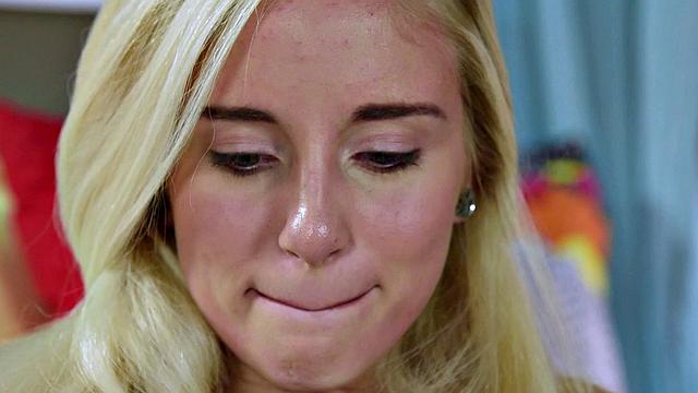 Blonde Teen Naomi Woods Displays Her Tight Tanlined Body and Masturbates On-Camera