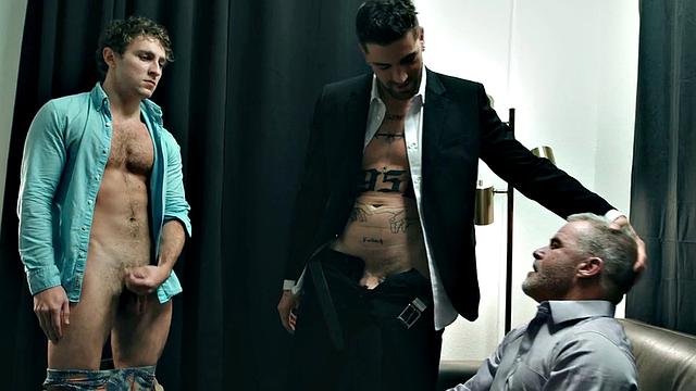 Taboo stud barebacks stepdaddy in 3way with colleague