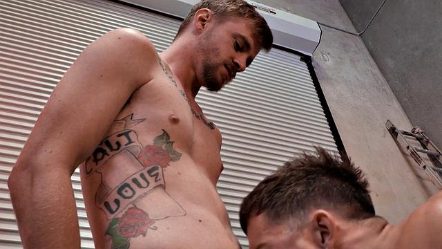 Inked jock raw riding partner before bendover sex