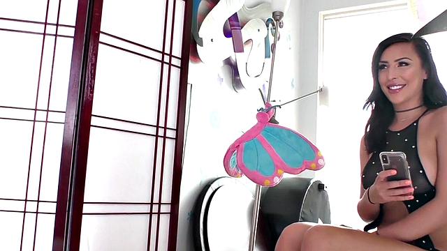 TS big titted MILF pussyfucks oiled Asian GF