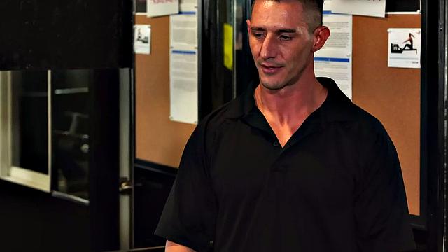 A tattooed gym coach bareback and lick Jock's ass in a wild cowgirl ride