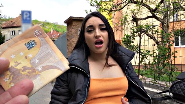 Euro 21zo slut in lingerie fucked from behind outdoors