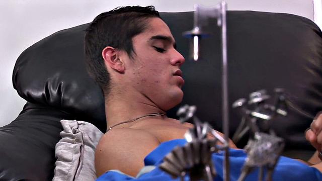 Masturbating Latino sprays jizz in solo action