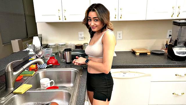 Vanessa Moon's step-sis can't resist her massive cock & takes it in every hole