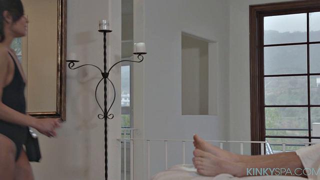 Young Latina teen Katya Rodriguez gives her boss a happy ending massage