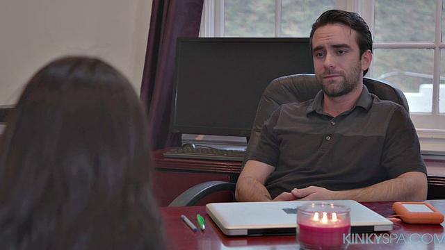 Young Latina teen Katya Rodriguez gives her boss a happy ending massage