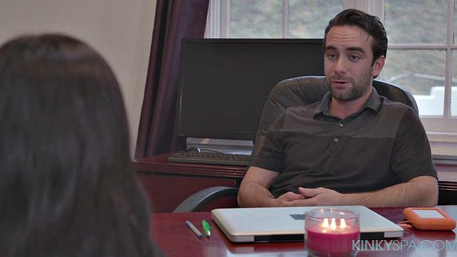 Young Latina teen Katya Rodriguez gives her boss a happy ending massage