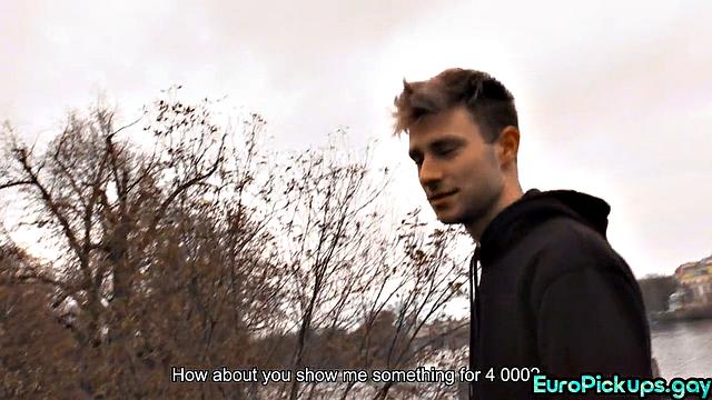 Pulled wanking stranger's cock