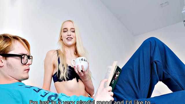 Alluring babe with light hair makes a great show with stepbrother