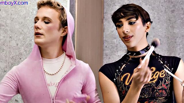 3some with femboys barebacked by jock in their 21-year-old asses