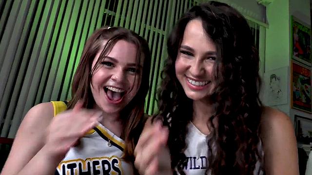 21yo anal cheerleader in POV 3way before ATM BJ