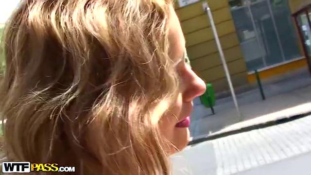 Naked girl fucks guy in the park