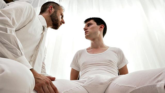 Elder Jones confesses his gay fantasies to President Lewis during a private temple interview