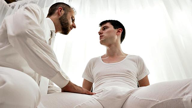 Elder Jones confesses his gay fantasies to President Lewis during a private temple interview