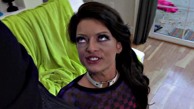 Submissive tiny GF in heels rides cock after cocksucking