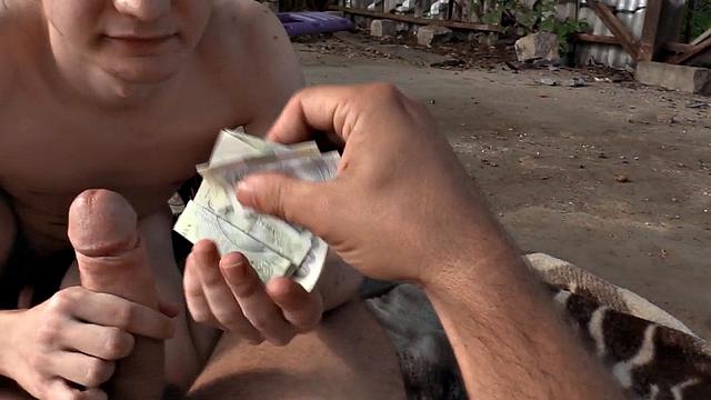 Pilled naive stud assfucked by dude for cash outdoor