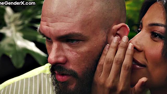 Bigbooty ebony Tgirl assfucked in outdoor