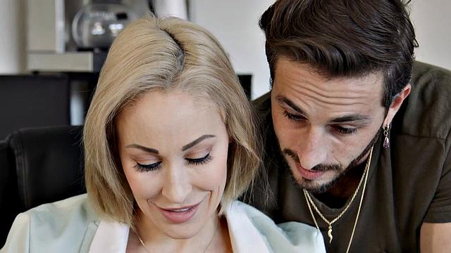 Boobylicious secretary fucked in cunt by stud