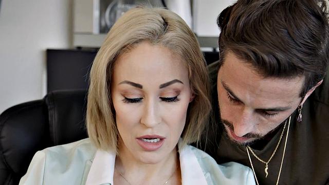 Boobylicious secretary fucked in cunt by stud