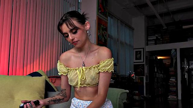 Oiled babe wanking in POV