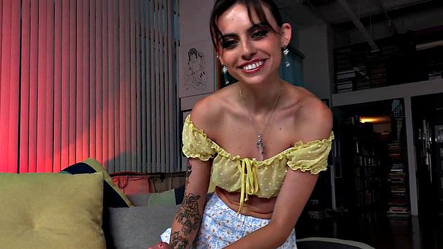 Oiled babe wanking in POV