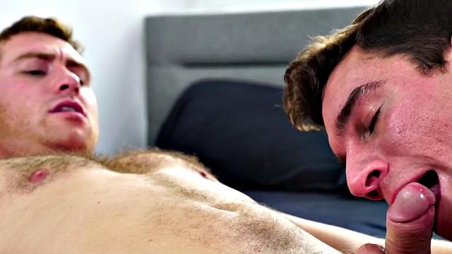 Bisexual BF fucks GF before his lovers ass in bedroom