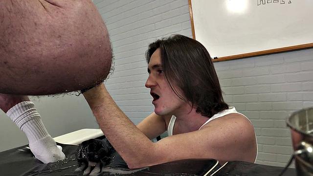 Hairy gaydaddy fisted in his butt by stud in gloves