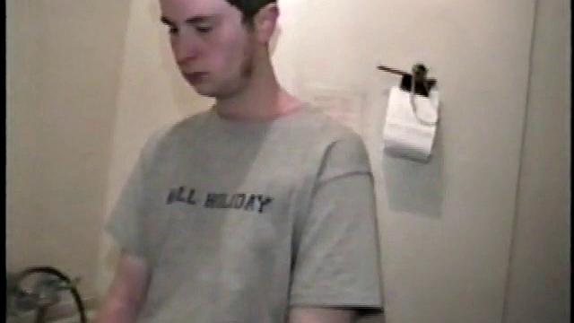 Boy-next-door spreads his new straight porn magazine on top of the washing machine and pulls his cock out of the fly.