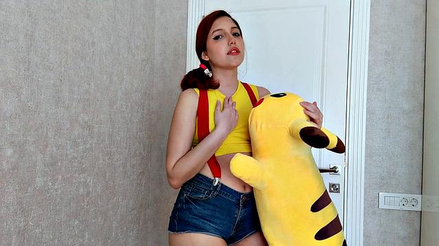 Teen showing big tits and Cosplay fingering
