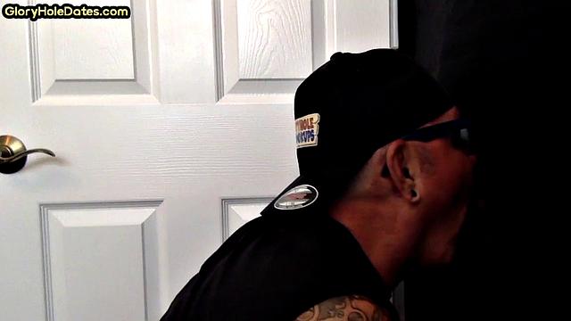 Jizzed mouth gloryhole mature gay sucks cock at home