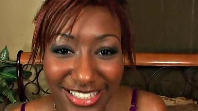 Stunning ebony teen brings cock to climax