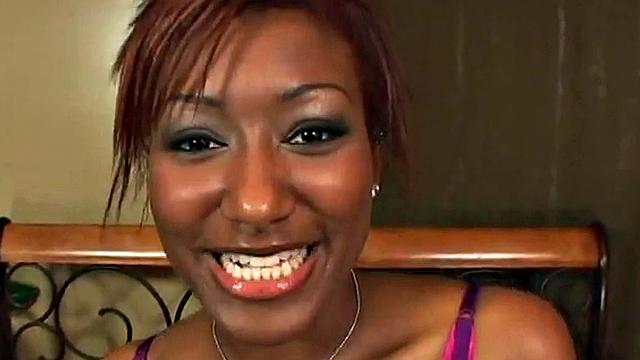 Stunning ebony teen brings cock to climax