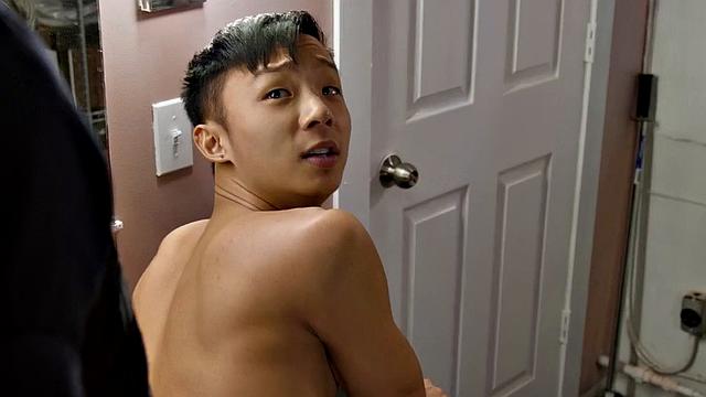 Stud police officer barebacks Asian twink anally