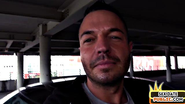 Public POV German lady used outdoor in car for sex date