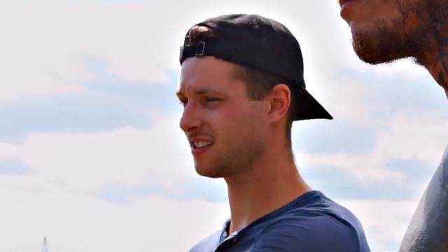 Tattooed gay stud after BJ fucks his BF in the asshole outdoors