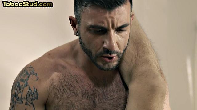 Naughty stud assfucked by muscled man