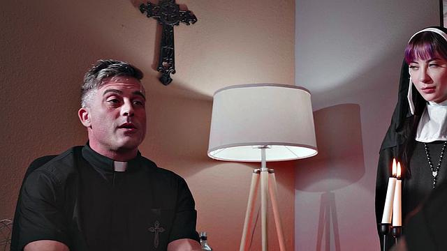 Shy church student throats priest in sinful dormitory