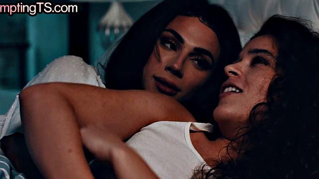 Transgender lady fucks horny woman in wet pussy