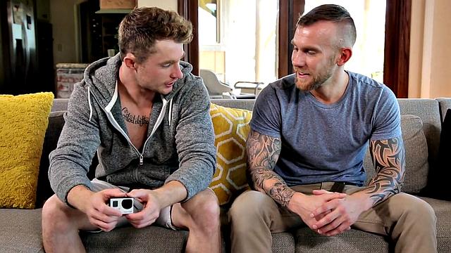 Tattooed stud fucks BFs ass at home after cocksucking