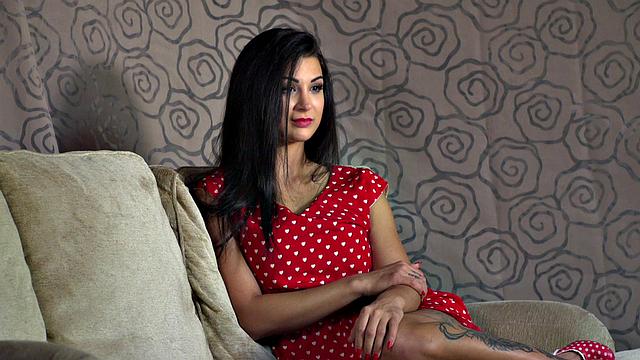 Kinky tattooed brunette sub gagged and humiliated by her domme in public