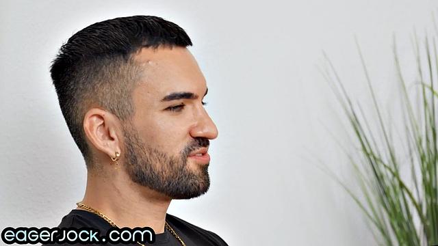 Athletic jock jerking on casting solo