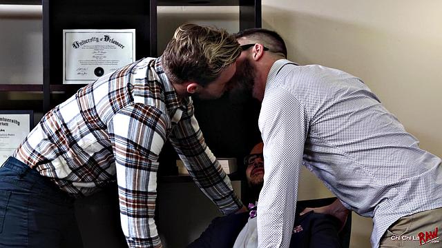 Bareback Office Threesome - Valentin Petrov, Kyle Hart & Chad Hammer